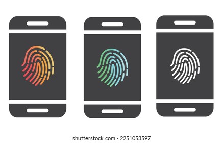 Phone figerprint line icon, vector, design.