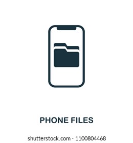 Phone Files icon. Flat style icon design. UI. Illustration of phone files icon. Pictogram isolated on white. Ready to use in web design, apps, software, print