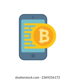 Phone finance icon flat vector. Crypto bitcoin. Payment financial isolated