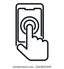 Phone finger touch icon outline vector. Using app. Screen smart