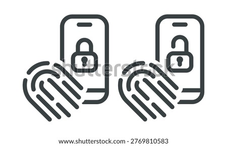 Phone fingerprint icon. Colored vector illustration.