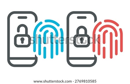 Phone fingerprint icon. Colored vector illustration.
