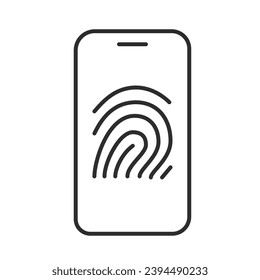 Teléfono con vector de icono de huella digital