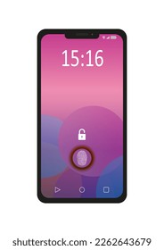 Phone Fingerprint Unlock Vector. Fingerprint Unlock
