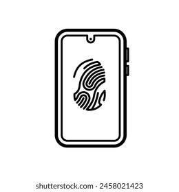 phone with fingerprint, unlocking - vector icon	