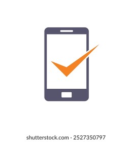 Phone Fixed, Check Mark Vector Icon Template Illustration Design