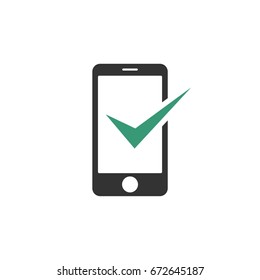 Phone Fixed, Check Mark Vector Icon Template Illustration Design. Vector EPS 10.