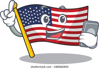 With phone flag america isolated in the cartoon