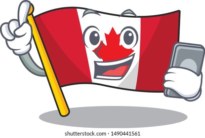 With phone flag canada isolated in the cartoon