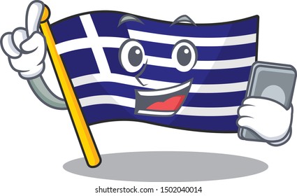 With phone flag greece isolated in the character