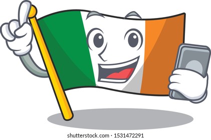 With phone flag ireland isolated with the cartoon