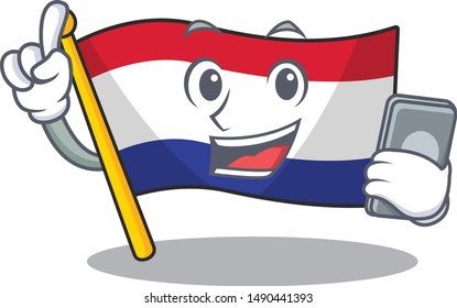 With phone flag netherlands isolated in the character