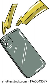 Phone flat art illustration vector illustration. The phone is ringing hand-drawn illustration artwork.  