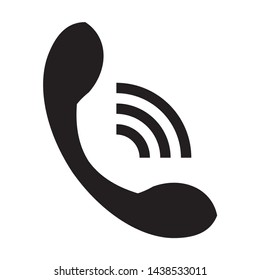 Phone flat icon black symbol of telephone vector