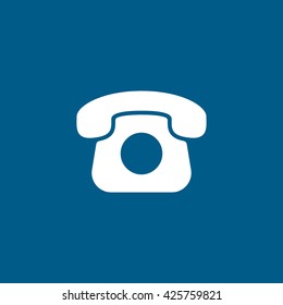 Phone Flat Icon On Blue Background