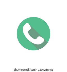 phone flat icon with shadow in green circle