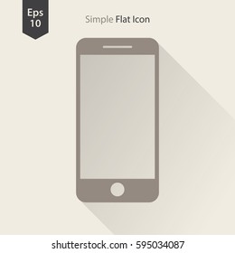 Phone Flat Icon. Simple Sign Of Technology. Realistic Modern Phone Symbol. Isolated On Colored Background. Mock Up Vector Illustration