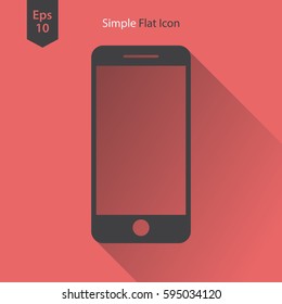 Phone Flat Icon. Simple Sign Of Technology. Realistic Modern Phone Symbol. Isolated On Colored Background. Mock Up Vector Illustration