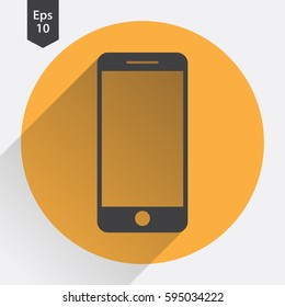 Phone Flat Icon. Simple Sign Of Technology. Realistic Modern Phone Symbol. Isolated On Colored Background. Mock Up Vector Illustration