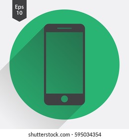 Phone Flat Icon. Simple Sign Of Technology. Realistic Modern Phone Symbol. Isolated On Colored Background. Mock Up Vector Illustration