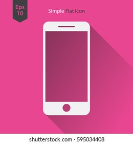 Phone Flat Icon. Simple Sign Of Technology. Realistic Modern Phone Symbol. Isolated On Colored Background. Mock Up Vector Illustration