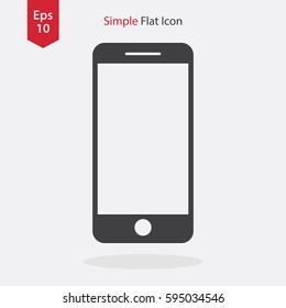 Phone Flat Icon. Simple Sign Of Technology. Realistic Modern Phone Symbol. Isolated On Colored Background. Mock Up Vector Illustration