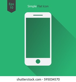 Phone Flat Icon. Simple Sign Of Technology. Realistic Modern Phone Symbol. Isolated On Colored Background. Mock Up Vector Illustration