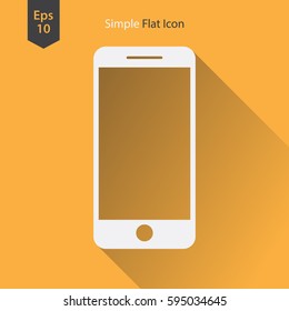 Phone Flat Icon. Simple Sign Of Technology. Realistic Modern Phone Symbol. Isolated On Colored Background. Mock Up Vector Illustration