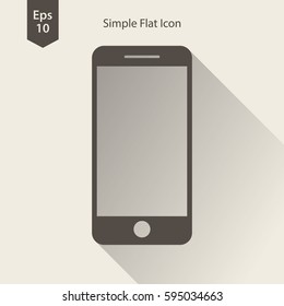 Phone Flat Icon. Simple Sign Of Technology. Realistic Modern Phone Symbol. Isolated On Colored Background. Mock Up Vector Illustration