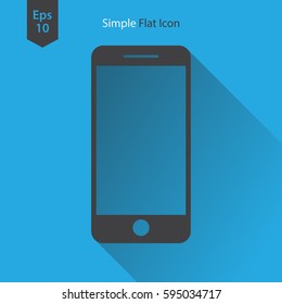 Phone Flat Icon. Simple Sign Of Technology. Realistic Modern Phone Symbol. Isolated On Colored Background. Mock Up Vector Illustration