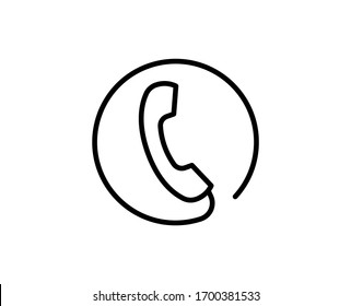 Icono plano del teléfono. Símbolo de esquema único de alta calidad para diseño web o aplicación móvil.  Señales de línea delgada para el diseño logotipo, tarjeta de visita, etc. Pictograma de esquema EPS10