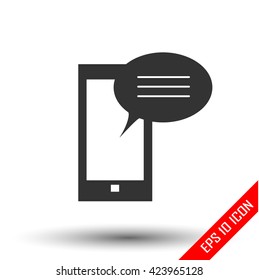 Phone flat icon. Smartphone logo. Short message illustration.