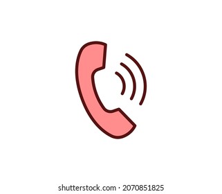 Phone flat icon. Thin line signs for design logo, visit card, etc. Single high-quality outline symbol for web design or mobile app. Marketing outline pictogram.