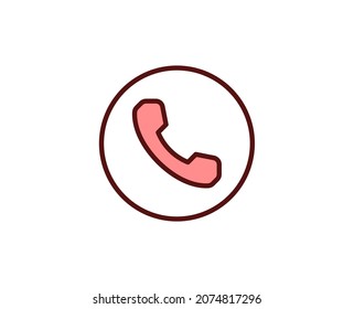 Phone flat icon. Thin line signs for design logo, visit card, etc. Single high-quality outline symbol for web design or mobile app. Marketing outline pictogram.