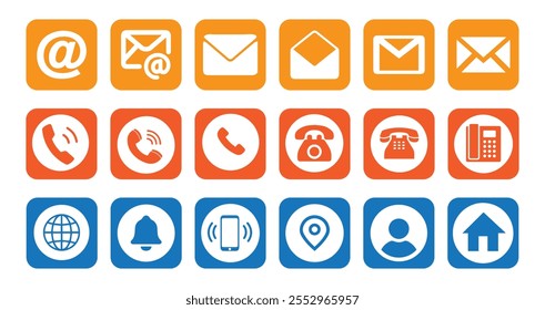 Phone flat style vector set. Call symbol icon. Vector illustration EPS 10