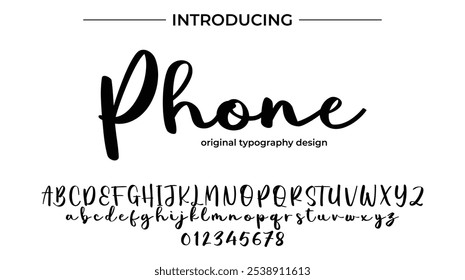 Phone Font Stylish brush painted an uppercase vector letters, alphabet, typeface