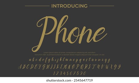 Phone Font Stylish brush painted an uppercase vector letters, alphabet, typeface