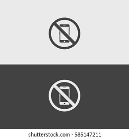 Phone forbidden  black and white icons.illustration isolated vector sign symbol