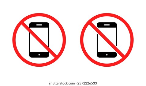 Phone with forbidden sign icon. No smartphone, cellphone prohibition area symbol