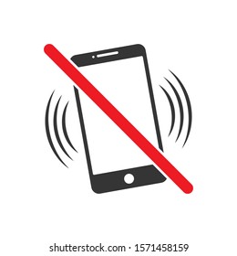 Phone forbidden vector sign. No phone, no smartphone sign on white background. No cell phone sign isolated
