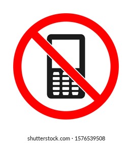Phone forbidden vector sign. No phone sign on white background. No cell phone sign isolated