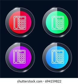 Phone four color glass button ui ux icon. Glossy app icon logo vector