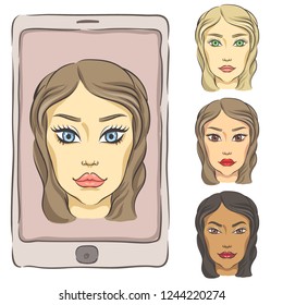 Phone and four girls.