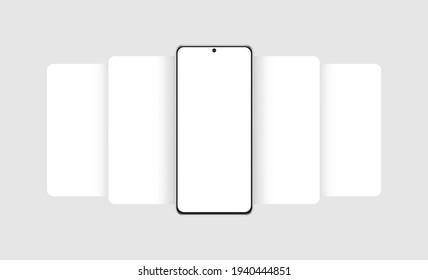 Phone Frame Mockup with Blank App Screens. Mobile App Design Concept for Showing Screenshots. Vector Illustration