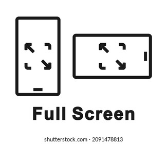 Signo de pantalla completa del teléfono. Vector de ilustración