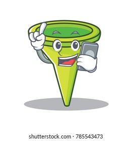 With phone funnel character cartoon style