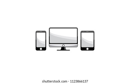 phone gadget lcd logo icon vector