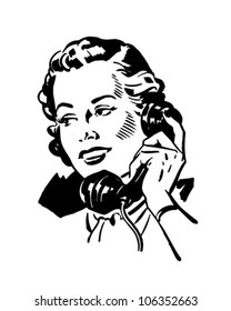 Phone Gal 2 - Retro Clipart Illustration