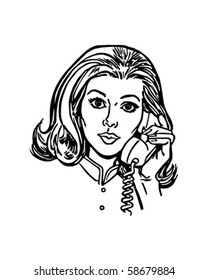 Phone Gal - Retro Clip Art