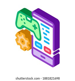 vector de icono de aplicación de juegos de teléfono. signo de aplicación de juegos de teléfono isométrico. ilustración de símbolo aislado de color